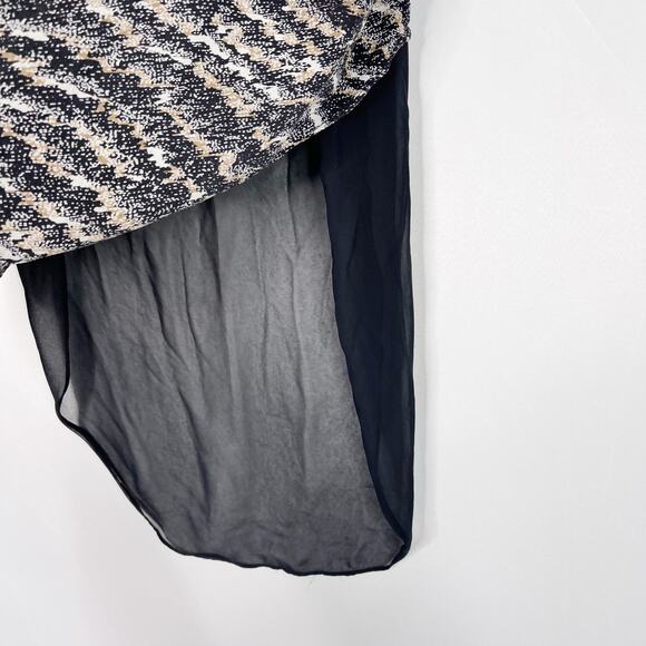 Rag & Bone Small S Printed High Low Sleeveless Blouse Tank Top Black Cream Sheer - Picture 6 of 8